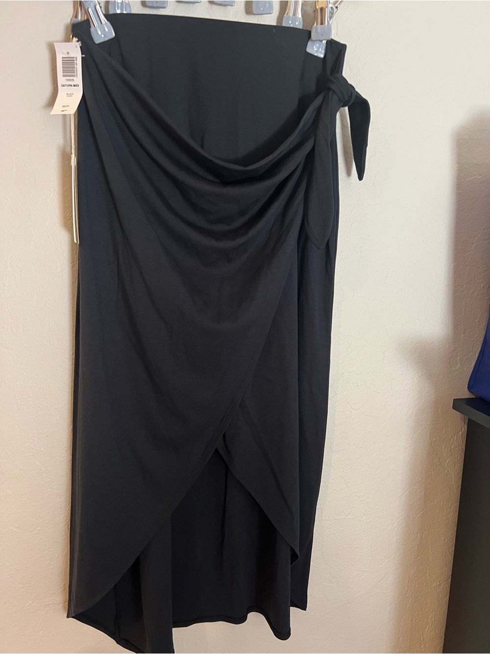 Aritzia Black Wrap Midi Skirt with Side Tie